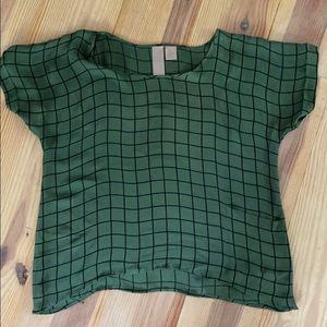 Silk windowpane green blouse